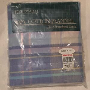 Vtg 1994 EVERWARM Flannel Pillowcases NEW Callaway Plaid Portugal Cotton NOS